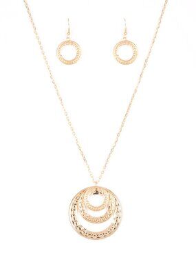 Paparazzi Gold Necklace and Earrings Set (NL074)